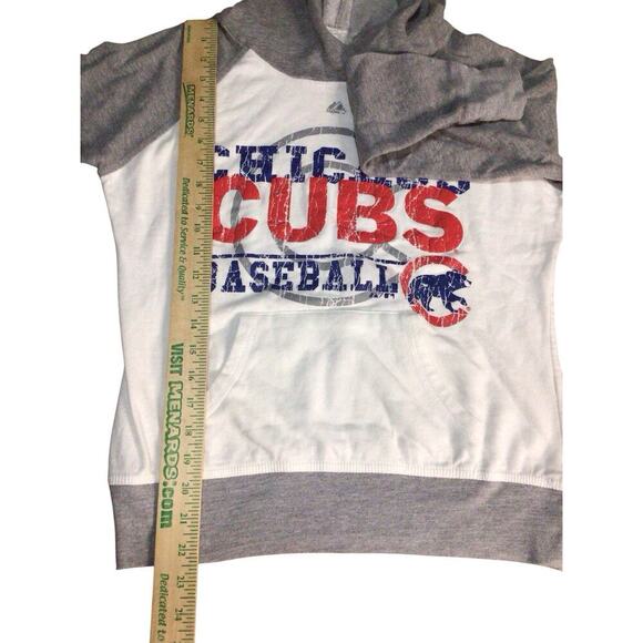 Majestic Chicago Cubs Gray White Baseball Pullover Hoodie Sweatshirt Small - Picture 6 of 9